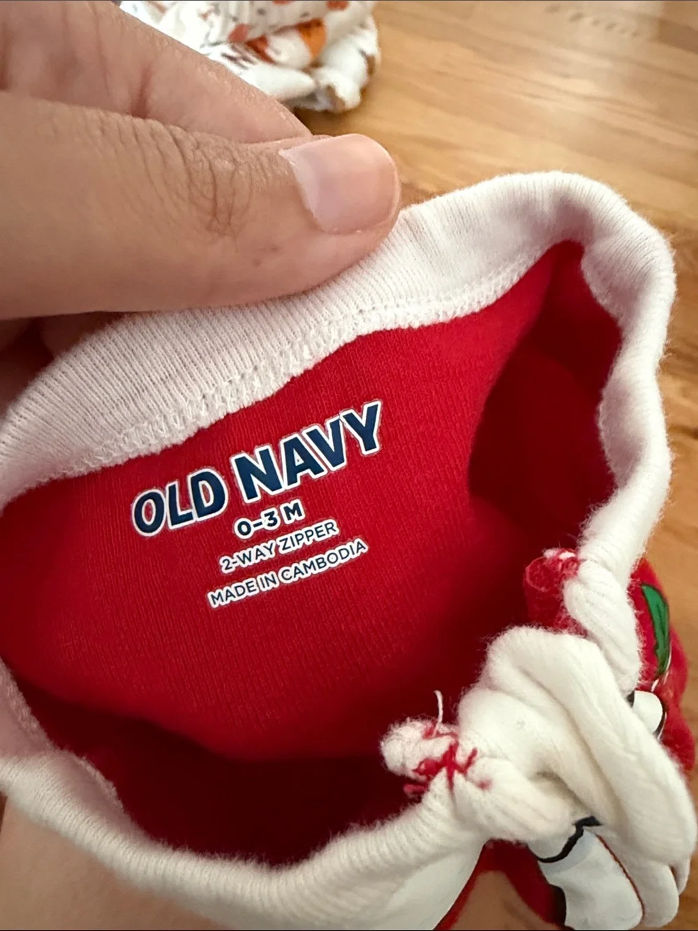 Old Navy Red Santa Belt Holiday Footed One-Piece 0-3M
